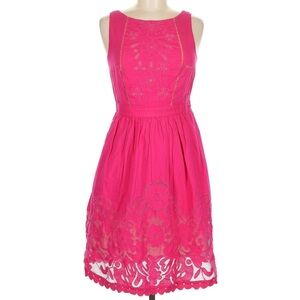 Moulinette Soeurs Hot Pink Embroidered Sleeveless Mini Dress